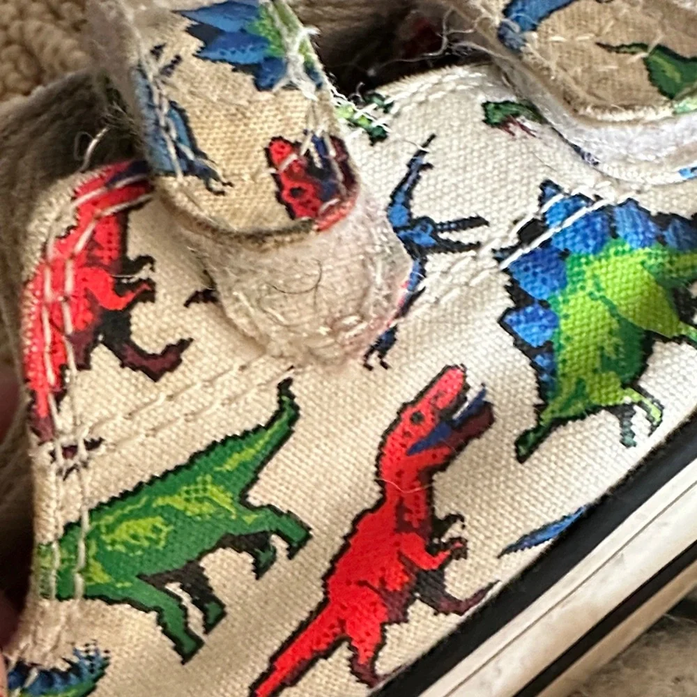 Converse Kids White Sneakers with Blue & Green Dino Print